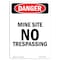 Signmission OSHA Danger Sign, 14" Height, Aluminum, Portrait Mine Site No Trespassing, Portrait OS-DS-A-1014-V-1889 - alternate 1